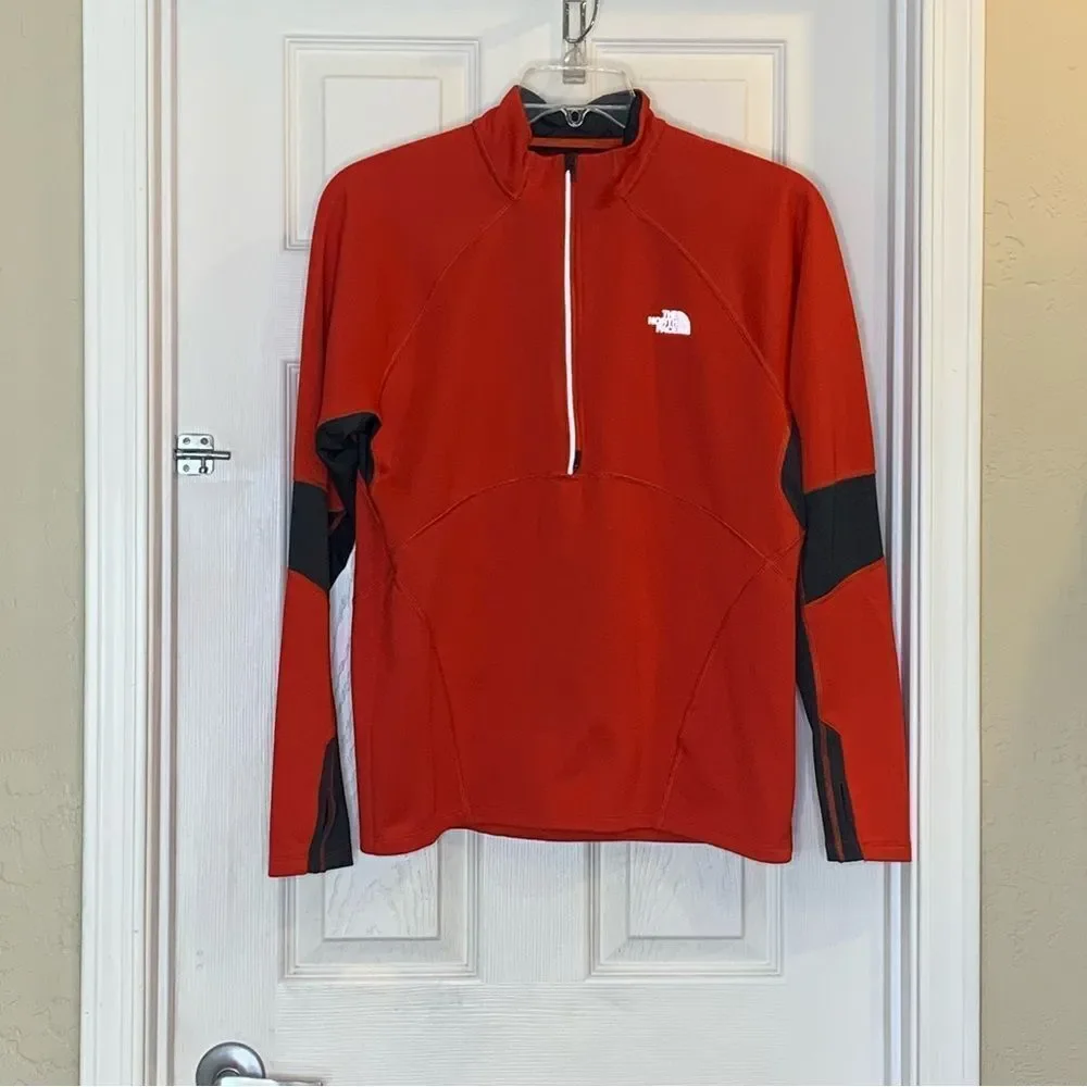 The North Face Mens Red Track Jacket Stretch Knit 1/2 Zip Pull Over Size Medium